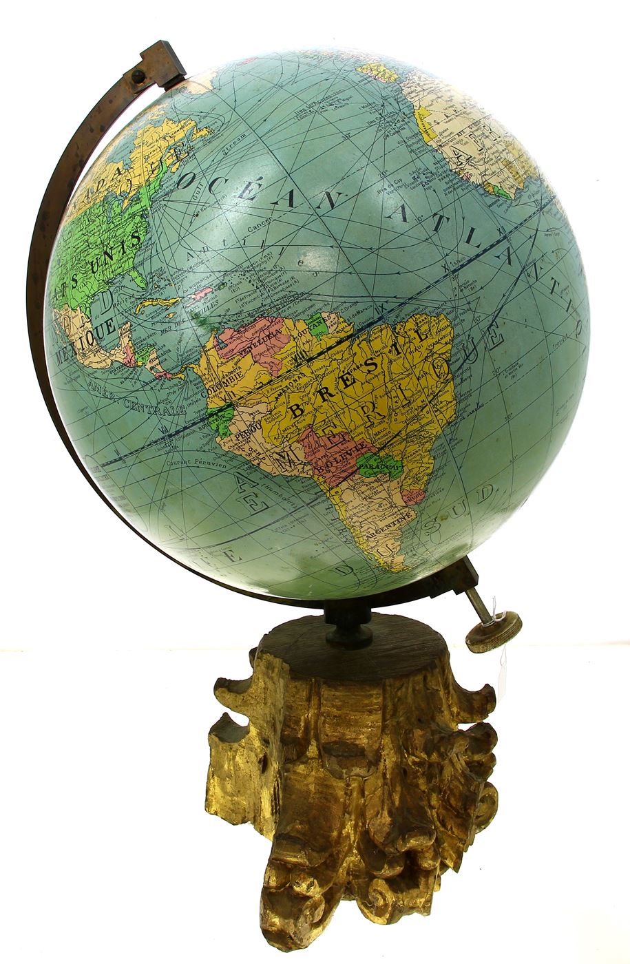 Grand globe terrestre ancien, signé - Quimper Enchères